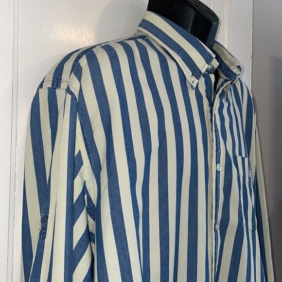 Gant cream & blue vertical striped shirt - Picture 5 of 12